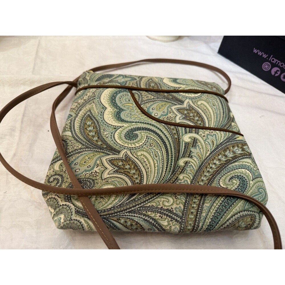 Danny K, “I Bag” Shoulder bag/Crossbody Handbag/Purse Paisley Print Green